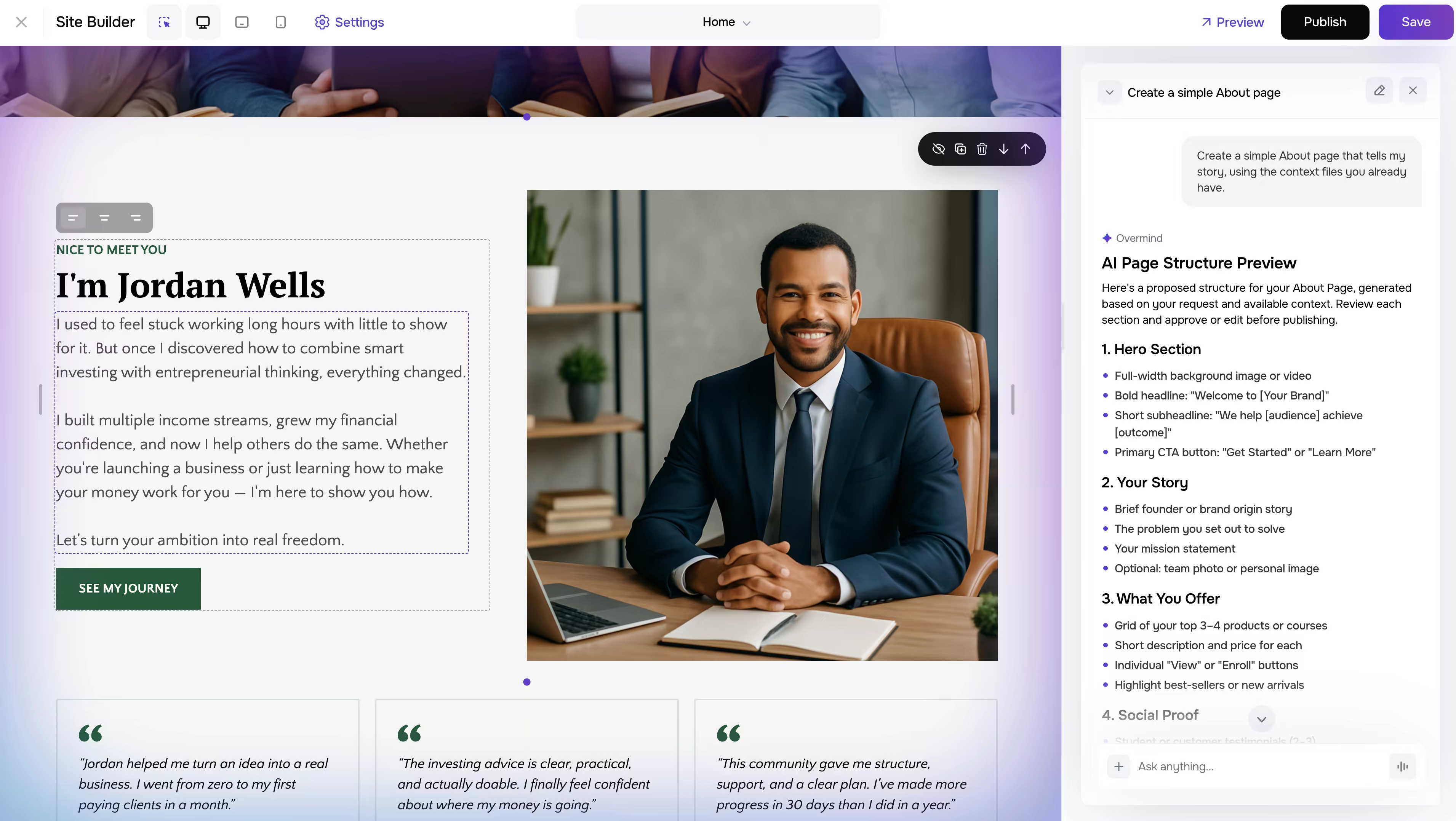 AI Website Builder screenshot
